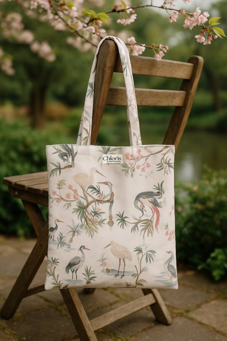 “Nature” everyday tote bag with bird and floral motifs. Durable, spacious, and elegant. Perfect for daily use with style. Discover it now in our eshop!